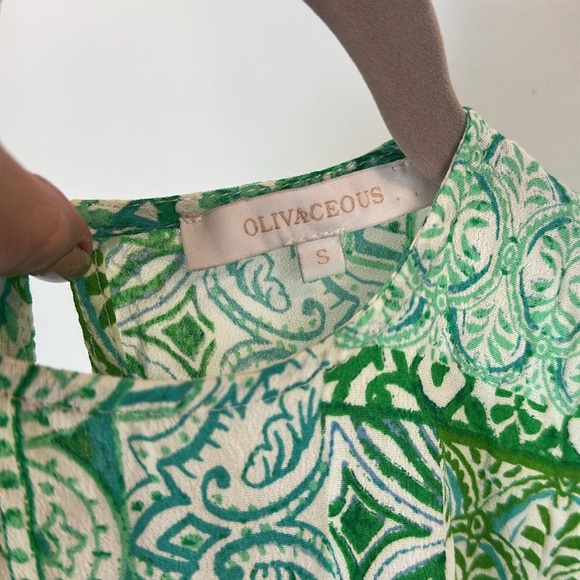 Olivaceous Open Back Maxi Dres green blue print small - Picture 6 of 7